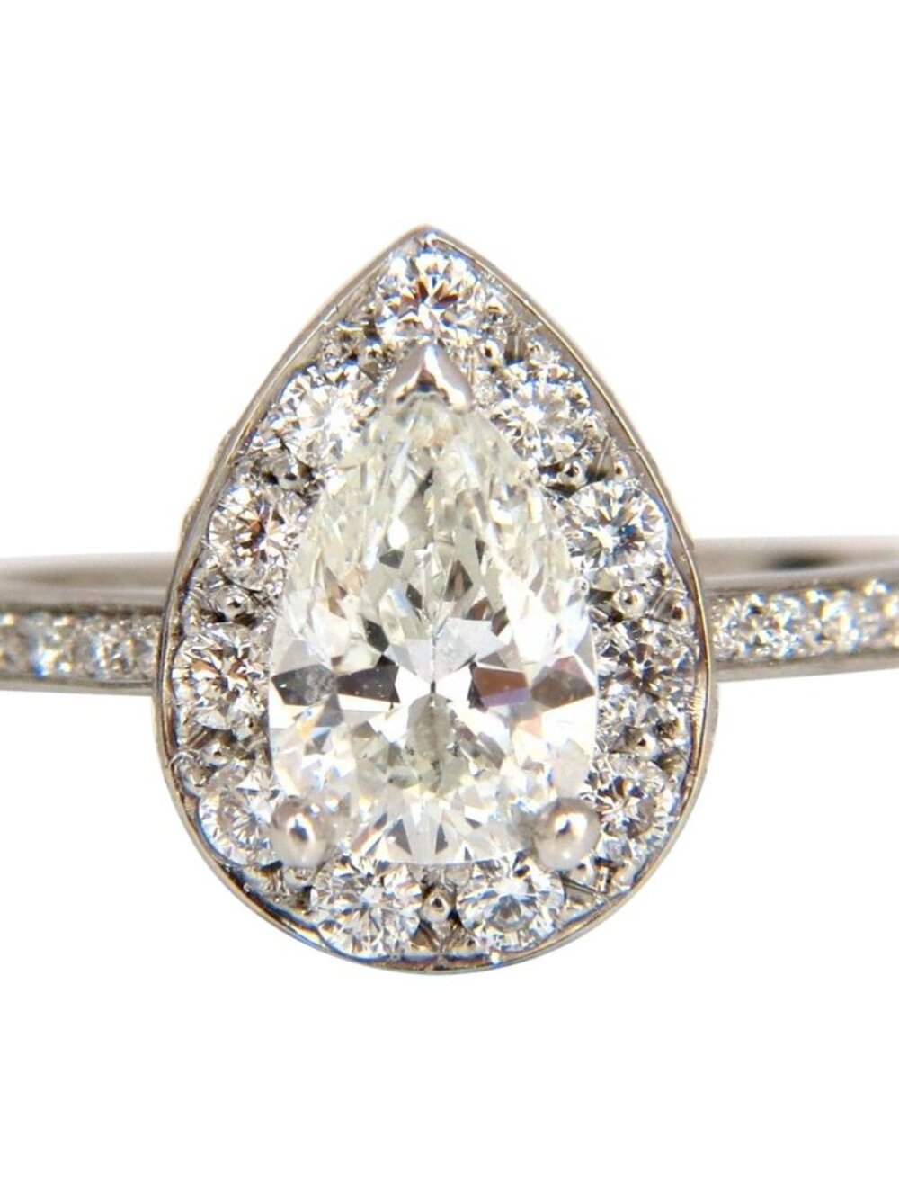 GIA Certified 1.15ct Pear Shape diamond ring 1.00ct. round accents platinum*